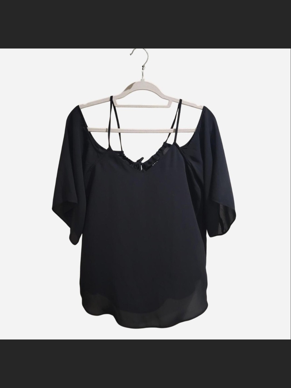 a.n.a Black Cold-Shoulder Blouse with Strappy Neckline